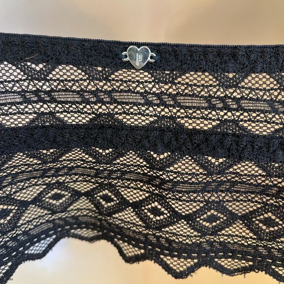 Pink Victorias Secret Lace Bralette Size M Semi Sheer Lingerie Pullover Black - Picture 7 of 12